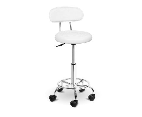 PU Leather Swivel Salon Stool White - JVEES