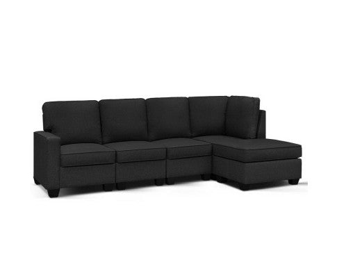 5 Seater Modular Sofa Suite Couch Dark Grey - JVEES