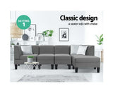 5 Seater Sofa Bed Set Modular Lounge Chair Chaise Suite Couch Fabric - JVEES