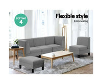 5 Seater Sofa Bed Set Modular Lounge Chair Chaise Suite Couch Fabric - JVEES