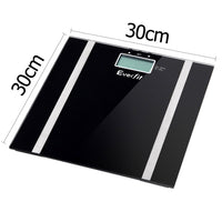 Electronic Digital Body Fat & Hydration Bathroom Glass Scale Black - JVEES