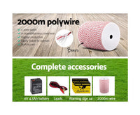 5KM Solar Electric Fence Energiser Energizer 0.15J + 2000M Poly Fencing Wire Tape - JVEES