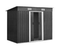 2.35 x 1.31M Steel Base Garden Shed - Grey - JVEES