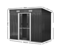 2.35 x 1.31M Steel Base Garden Shed - Grey - JVEES