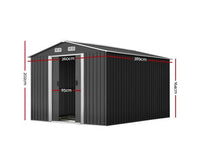 260cm x 389cm x 202cm (W x D x H) Metal Shed - Grey - JVEES