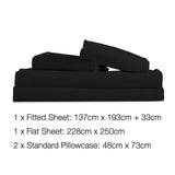 4 Piece Microfibre Sheet Set Double– Black - JVEES