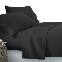 4 Piece Microfibre Sheet Set Double– Black - JVEES