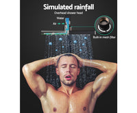 WELS 8'' Rain Shower Head Taps Square Handheld High Pressure Wall Black - JVEES