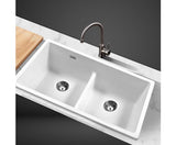 790x460mm Granite Stone Sink Top or Undermount Double White - JVEES