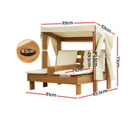 Kids Double Wooden Outdoor Lounge Chair with Canopy