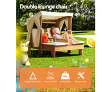 Kids Double Wooden Outdoor Lounge Chair with Canopy