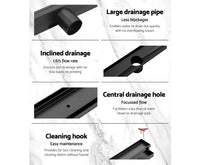 Stainless Steel Shower Grate Tile Insert Bathroom Floor Drain Liner 900MM Black - JVEES