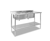 Stainless Steel Double Sink Bench 1500X600 - JVEES