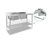 Stainless Steel Double Sink Bench 1500X600 - JVEES