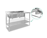 Stainless Steel Double Sink Bench 1500X600 - JVEES