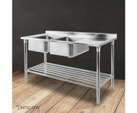 Stainless Steel Double Sink Bench 1500X600 - JVEES