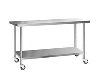 430 Stainless Steel Kitchen Bench with Castors - 1829 x 610 x 890mm - JVEES