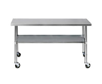 430 Stainless Steel Kitchen Bench with Castors - 1829 x 610 x 890mm - JVEES
