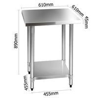 430 Stainless Steel Kitchen Work Bench Table 610mm - JVEES