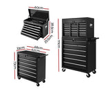 15 Drawers Mechanic Toolbox Storage Chest Cabinet - Black - JVEES