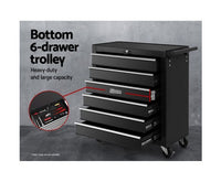 16 Drawer Tool Chest and Trolley Box Cabinet - Black - JVEES