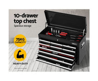 17 Drawer Tool Box Chest Trolley - Black - JVEES