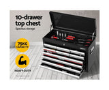 17 Drawers Tool Box Chest Trolley - Black/Silver - JVEES