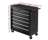6 Drawer Tool Box Trolley Chest Cabinet - Black - JVEES