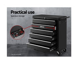 6 Drawer Tool Box Trolley Chest Cabinet - Black - JVEES