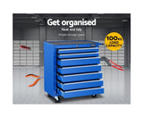 7 Drawer Tool Chest and Trolley Cabinet - Blue - JVEES
