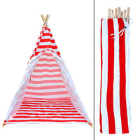 4 Poles Teepee Tent w/ Storage Bag Red - JVEES