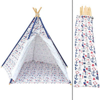 5 Poles Teepee Tent w/ Storage Bag White Green - JVEES
