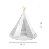 White Kids 6 Pole Teepee Canvas Tent - JVEES
