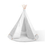 White Kids 6 Pole Teepee Canvas Tent - JVEES