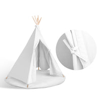 White Kids 6 Pole Teepee Canvas Tent - JVEES