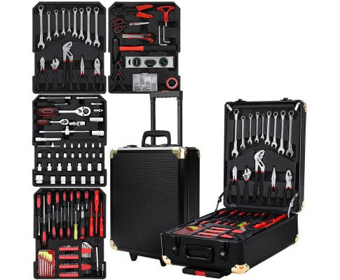 816pcs Tool Kit Trolley Case Mechanics Box Toolbox Portable DIY Set BK - JVEES