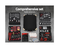 816pcs Tool Kit Trolley Case Mechanics Box Toolbox Portable DIY Set BK - JVEES