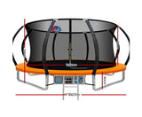 14FT Enclosed Trampoline Round - Orange - JVEES