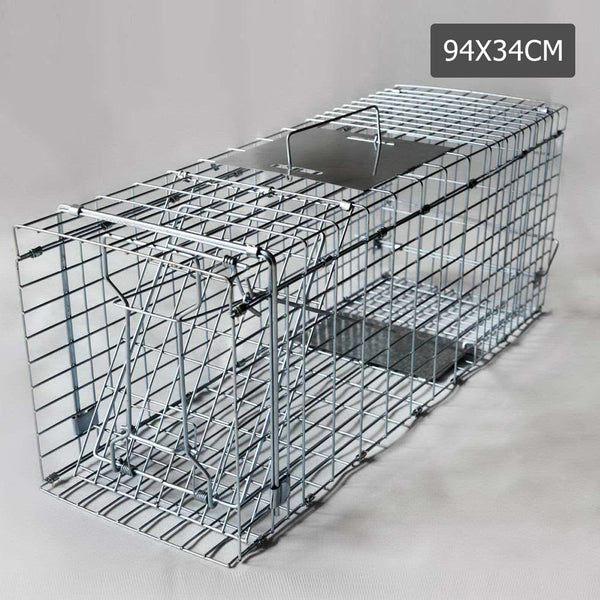 Humane Animal Trap Cage 94 x 34 x 36cm Silver