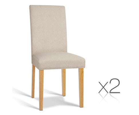 Set of 2 Fabric Dining Chair Beige - JVEES