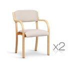 Set of 2 Fabric Dining Chair White and Beige - JVEES