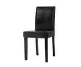 2x PU Leather High Back Padded Dining Chairs - Black - JVEES