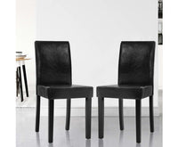 2x PU Leather High Back Padded Dining Chairs - Black - JVEES