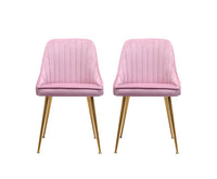 Set of 2 Dining Chairs Modern Iron Legs Velvet Pink - JVEES