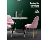 Set of 2 Dining Chairs Modern Iron Legs Velvet Pink - JVEES