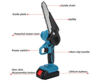 6" Mini Cordless Electric Chainsaw 2X Battery Powered Wood Cutter