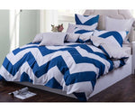 King Size Wide blue Zig Zag Quilt Cover Set(3PCS) - JVEES