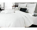 Queen Size White Cross Pintuck Quilt Cover Set (3PCS) - JVEES