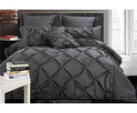 Queen Size Charcoal Diamond Pintuck Quilt Cover Set(3PCS) - JVEES