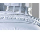 Queen Size White Striped Sequins Quilt Cover Set (3PCS) - JVEES